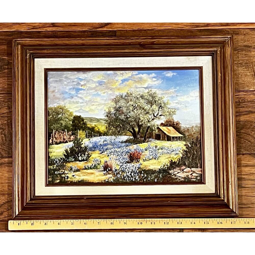 VTG Texas Bluebonnet Oil Painting on Canvas - Hill Country- Signed Eileen Arnold - Picture 15 of 15